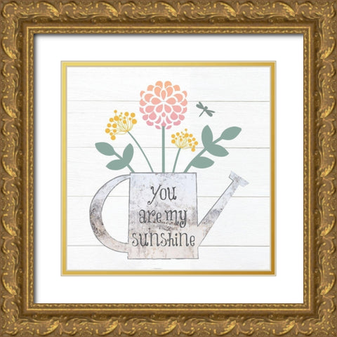 Botanical Pitchers Pastels 1 Gold Ornate Wood Framed Art Print with Double Matting by Hogan, Melody