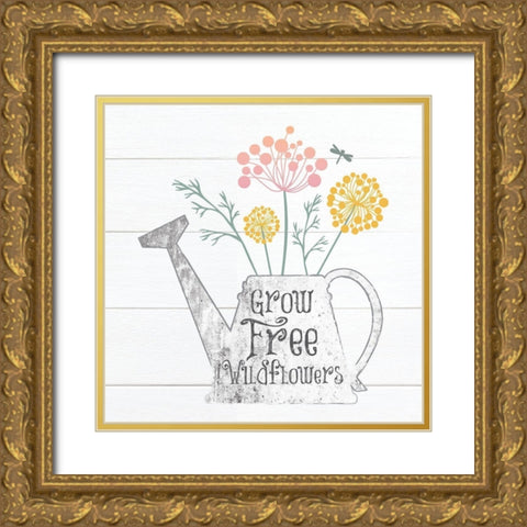 Botanical Pitchers Pastels 4 Gold Ornate Wood Framed Art Print with Double Matting by Hogan, Melody