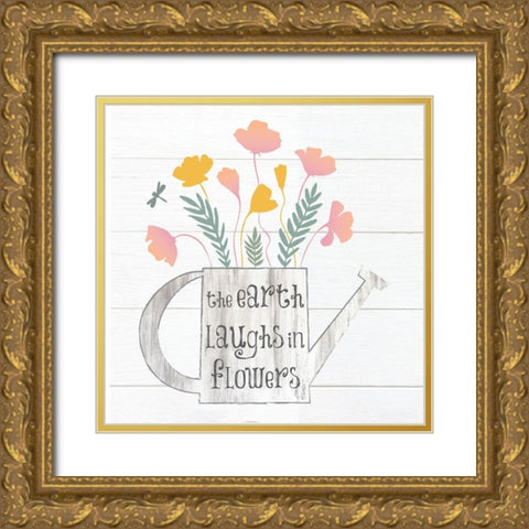 Botanical Pitchers Pastels 5 Gold Ornate Wood Framed Art Print with Double Matting by Hogan, Melody