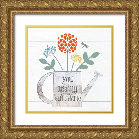 Botanical Pitchers Primary 1 Gold Ornate Wood Framed Art Print with Double Matting by Hogan, Melody