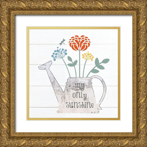 Botanical Pitchers Primary 2 Gold Ornate Wood Framed Art Print with Double Matting by Hogan, Melody
