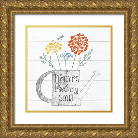 Botanical Pitchers Primary 3 Gold Ornate Wood Framed Art Print with Double Matting by Hogan, Melody