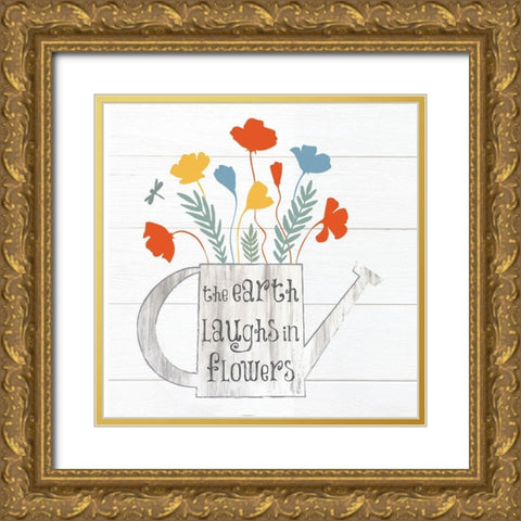 Botanical Pitchers Primary  5 Gold Ornate Wood Framed Art Print with Double Matting by Hogan, Melody