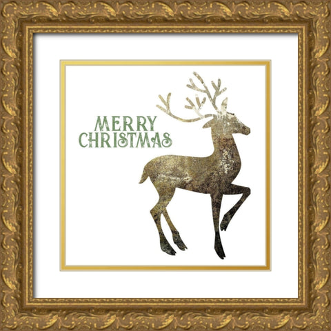 Glimmer Deer Gold Ornate Wood Framed Art Print with Double Matting by Hogan, Melody