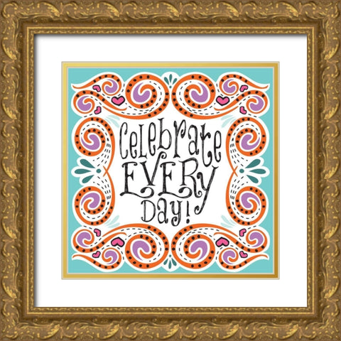 Whimsical Day Gold Ornate Wood Framed Art Print with Double Matting by Hogan, Melody