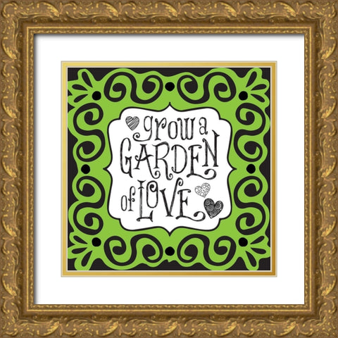 Whimsical Garden Gold Ornate Wood Framed Art Print with Double Matting by Hogan, Melody