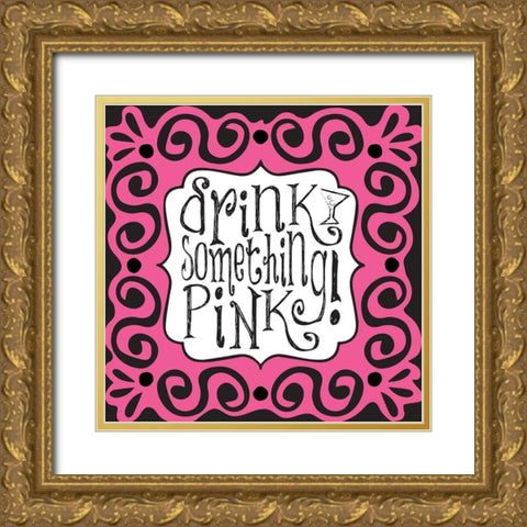 Whimsical Drink Gold Ornate Wood Framed Art Print with Double Matting by Hogan, Melody