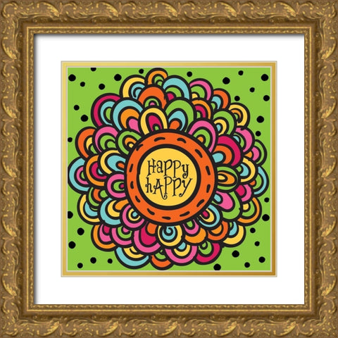 Whimsical Happy Gold Ornate Wood Framed Art Print with Double Matting by Hogan, Melody