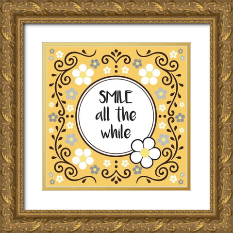Whimsical Smile Gold Ornate Wood Framed Art Print with Double Matting by Hogan, Melody
