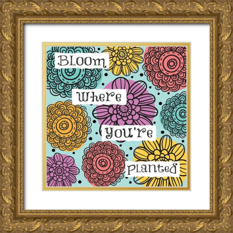 Whimsical Planted Gold Ornate Wood Framed Art Print with Double Matting by Hogan, Melody