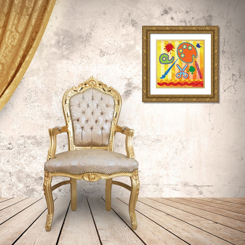 Colorful Kids Icons 2 Gold Ornate Wood Framed Art Print with Double Matting by Hogan, Melody