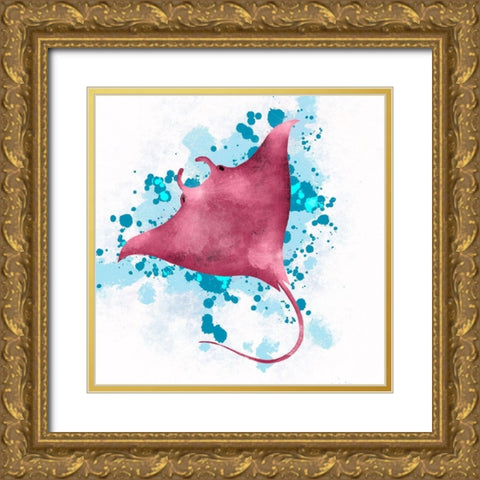 Manta Ray Gold Ornate Wood Framed Art Print with Double Matting by Hogan, Melody