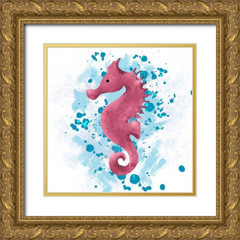 Seahorse 2 Gold Ornate Wood Framed Art Print with Double Matting by Hogan, Melody