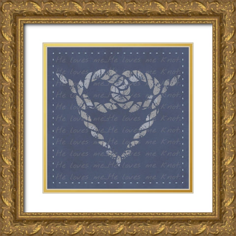 He Loves Me Knot Gold Ornate Wood Framed Art Print with Double Matting by Hogan, Melody