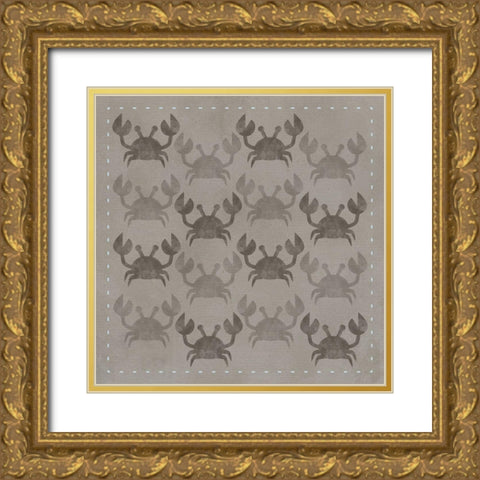 Super Crabs Gold Ornate Wood Framed Art Print with Double Matting by Hogan, Melody
