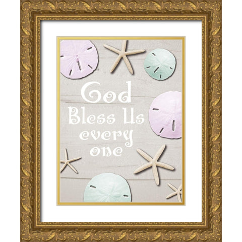 God Bless Us Gold Ornate Wood Framed Art Print with Double Matting by Hogan, Melody