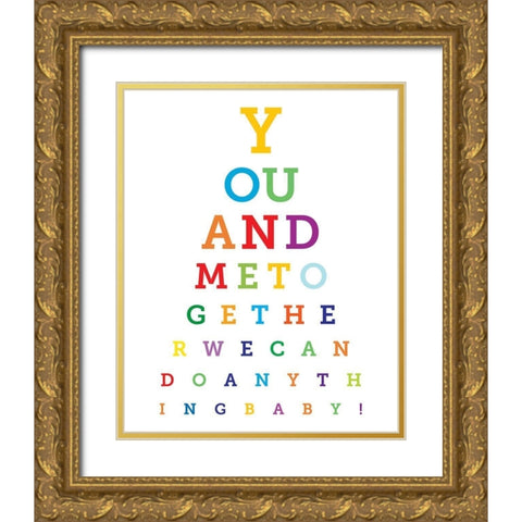 You and Me Gold Ornate Wood Framed Art Print with Double Matting by Hogan, Melody