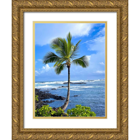 Palm Calm Gold Ornate Wood Framed Art Print with Double Matting by Nebula, Melissa