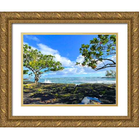Tropical Autumn Morning Oceanrise Gold Ornate Wood Framed Art Print with Double Matting by Nebula, Melissa
