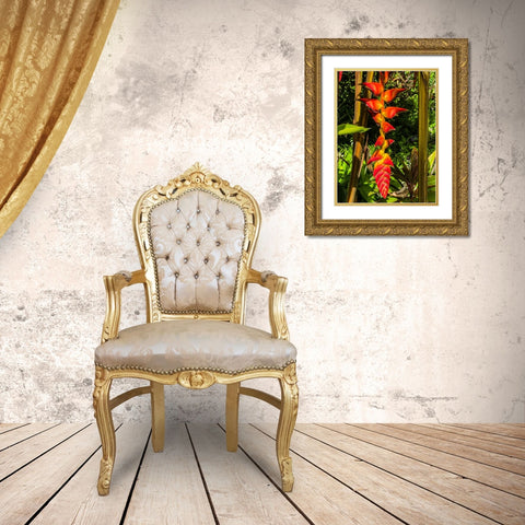 Heliconia Drop Gold Ornate Wood Framed Art Print with Double Matting by Nebula, Melissa
