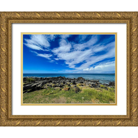 Seaside Serenity Gold Ornate Wood Framed Art Print with Double Matting by Nebula, Melissa
