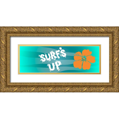 Surfs Up Gold Ornate Wood Framed Art Print with Double Matting by Prime, Marcus
