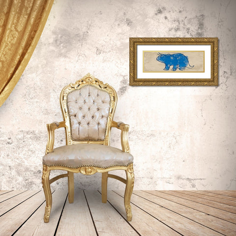 Paint Splashed Dino 1 Gold Ornate Wood Framed Art Print with Double Matting by Prime, Marcus