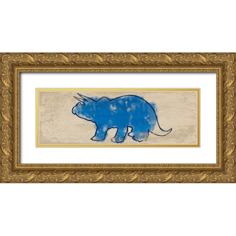 Paint Splashed Dino 1 Gold Ornate Wood Framed Art Print with Double Matting by Prime, Marcus