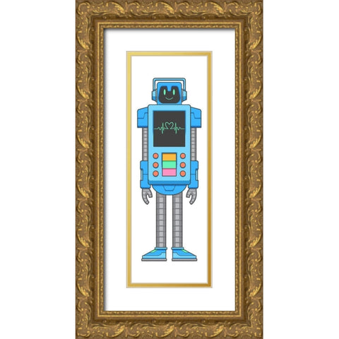 Heart Beat Bot Gold Ornate Wood Framed Art Print with Double Matting by Prime, Marcus