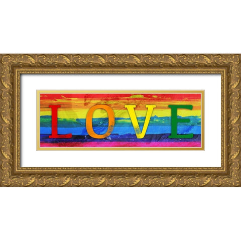 Rainbow Love Gold Ornate Wood Framed Art Print with Double Matting by Prime, Marcus