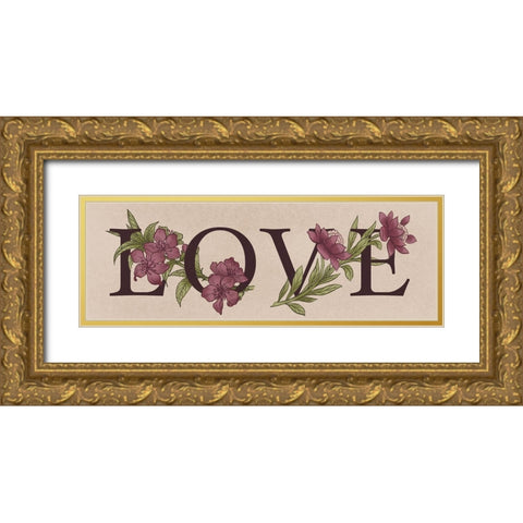 Floral Love 1 Gold Ornate Wood Framed Art Print with Double Matting by Prime, Marcus