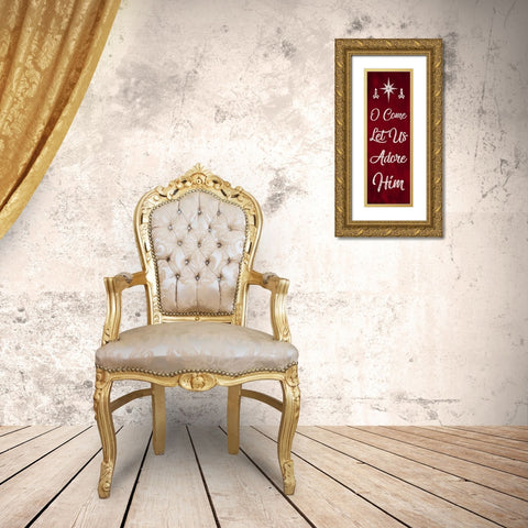 Let Us Adore Him Gold Ornate Wood Framed Art Print with Double Matting by Prime, Marcus