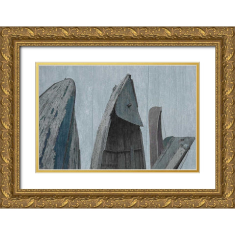 Wooden Boats Gold Ornate Wood Framed Art Print with Double Matting by Prime, Marcus