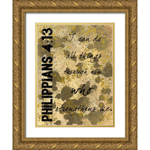Philippians Strength Gold Ornate Wood Framed Art Print with Double Matting by Prime, Marcus