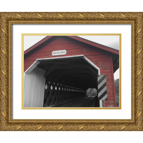Paper Mill Bridge Gold Ornate Wood Framed Art Print with Double Matting by Prime, Marcus