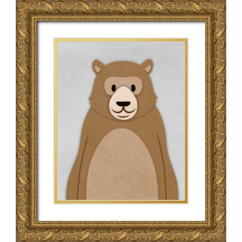 Cheery Bear Gold Ornate Wood Framed Art Print with Double Matting by Prime, Marcus
