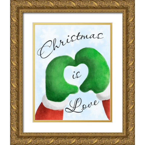 Christmas Is Love 2 Gold Ornate Wood Framed Art Print with Double Matting by Prime, Marcus