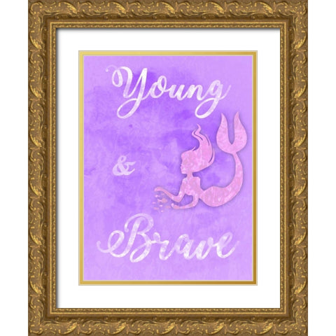 Brave Mermaids Gold Ornate Wood Framed Art Print with Double Matting by Prime, Marcus