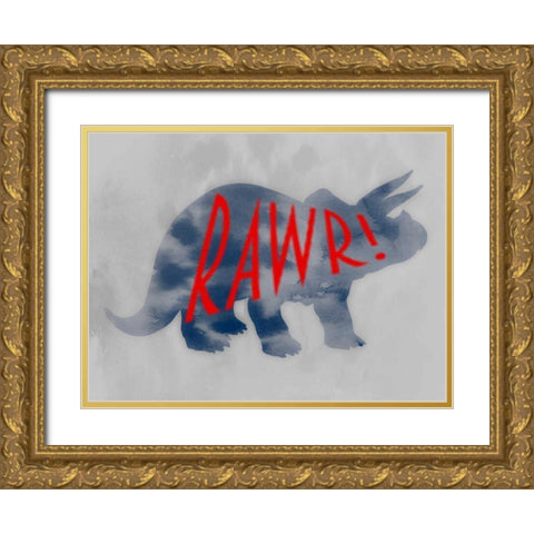 Dino Rawr Gold Ornate Wood Framed Art Print with Double Matting by Prime, Marcus