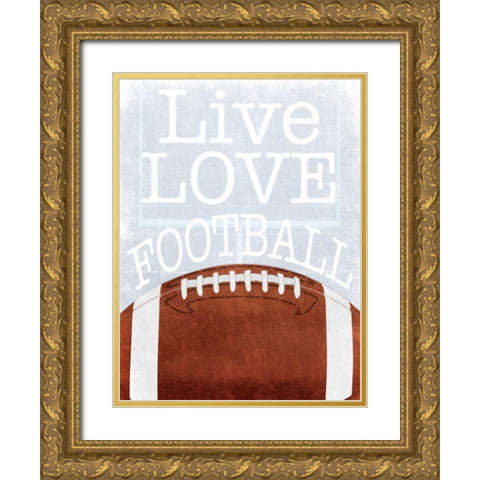 Football Love Gold Ornate Wood Framed Art Print with Double Matting by Prime, Marcus