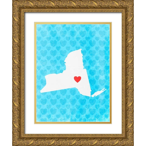 New York Love Gold Ornate Wood Framed Art Print with Double Matting by Prime, Marcus