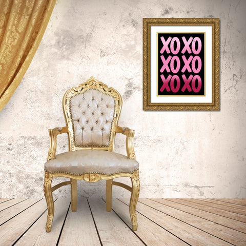 Repeated Hugs And Kisses Gold Ornate Wood Framed Art Print with Double Matting by Prime, Marcus