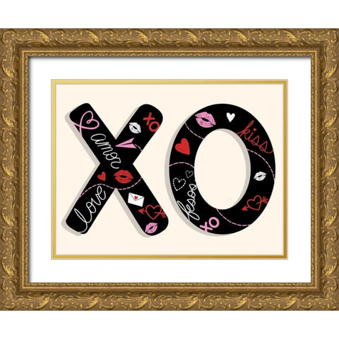 Tons Of XOs Gold Ornate Wood Framed Art Print with Double Matting by Prime, Marcus