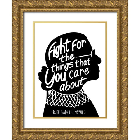 Caring Fight Gold Ornate Wood Framed Art Print with Double Matting by Prime, Marcus