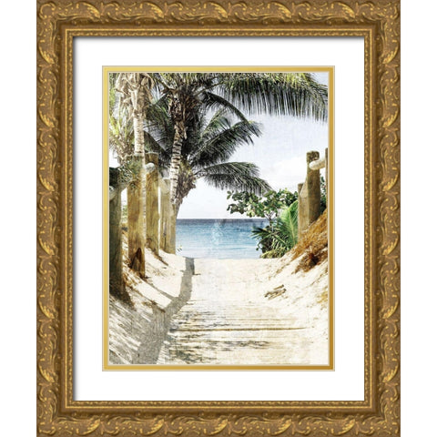 Beach Walk Gold Ornate Wood Framed Art Print with Double Matting by Prime, Marcus