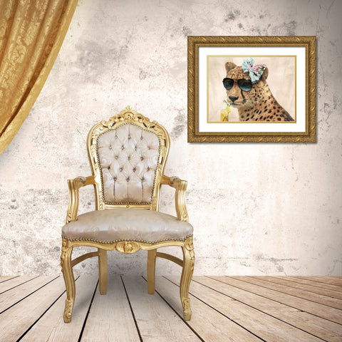 Cool Safari Cat Gold Ornate Wood Framed Art Print with Double Matting by Prime, Marcus