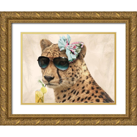 Cool Safari Cat Gold Ornate Wood Framed Art Print with Double Matting by Prime, Marcus