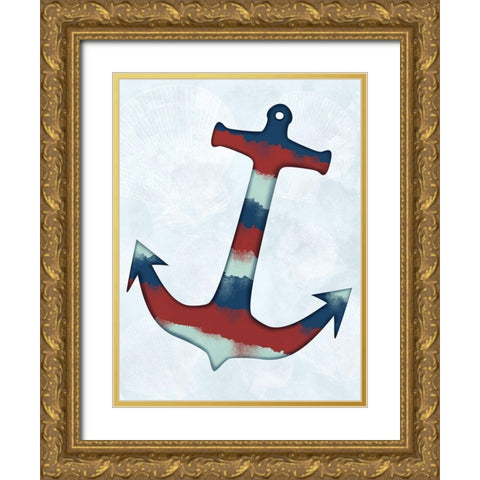 Stripped Anchor Gold Ornate Wood Framed Art Print with Double Matting by Prime, Marcus