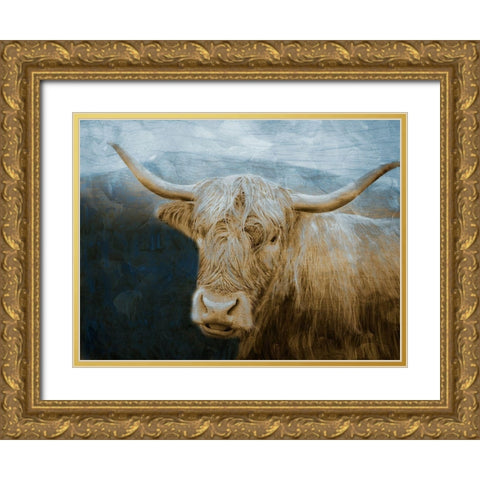 Marvelous Hairy Bull Gold Ornate Wood Framed Art Print with Double Matting by Prime, Marcus