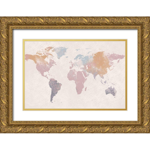 Oasis Map Gold Ornate Wood Framed Art Print with Double Matting by Prime, Marcus